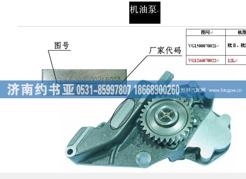 AZ1500070021A,机油泵,济南约书亚汽车配件有限公司（原华鲁信业）