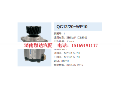 QC12/20-WP10,動(dòng)力轉(zhuǎn)向齒輪泵,濟(jì)南泉達(dá)汽配有限公司