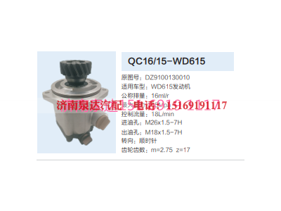 WC16/15-WD615,动力转向齿轮泵,济南泉达汽配有限公司