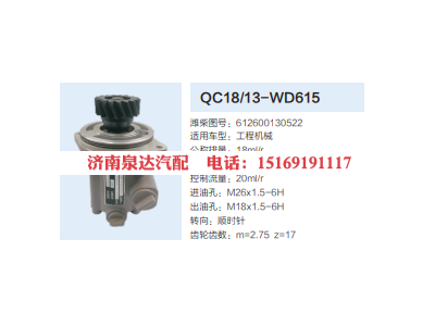 QC18/13-WD615,動力轉(zhuǎn)向齒輪泵,濟南泉達汽配有限公司