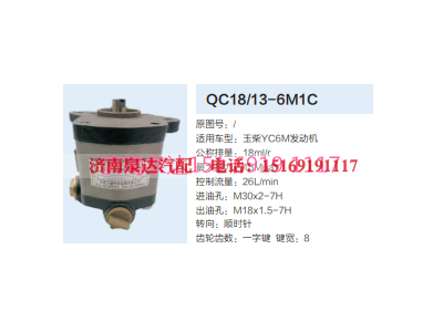 QC18/13-6M1C,动力转向齿轮泵,济南泉达汽配有限公司