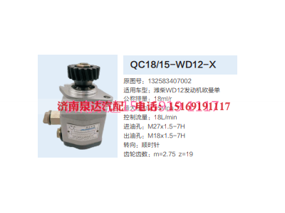 QC18/15-WD12-X,動力轉(zhuǎn)向齒輪泵,濟(jì)南泉達(dá)汽配有限公司