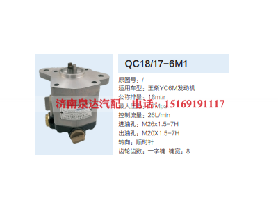 QC18/17-6M1,动力转向齿轮泵,济南泉达汽配有限公司