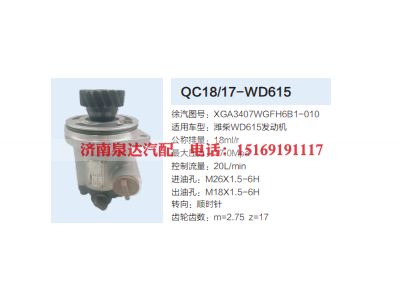 QC18/17-WD615,动力转向齿轮泵,济南泉达汽配有限公司