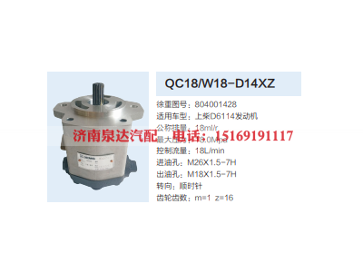 QC18/W18-D14XZ,动力转向齿轮泵,济南泉达汽配有限公司