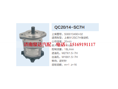S00013490+02,动力转向齿轮泵,济南泉达汽配有限公司