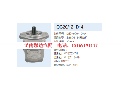 QC20/12-D14,动力转向齿轮泵,济南泉达汽配有限公司