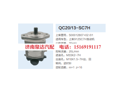 QC20/13-SC7H,动力转向齿轮泵,济南泉达汽配有限公司