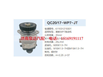 QC20/17-WP7-JT,齿轮泵,济南泉达汽配有限公司