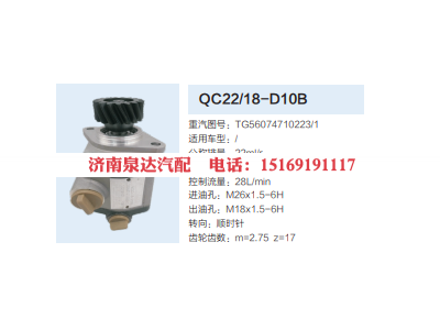 QC22/18-D10B,轉(zhuǎn)向助力泵,濟(jì)南泉達(dá)汽配有限公司