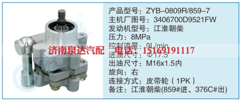 ZYB-0809R-859-7,3406700D9521FW小车转向泵系列