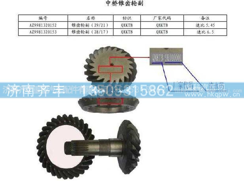 ,中桥盆角齿(AC16桥28比17及21比29),济南铁鹿汽车零部件有限公司