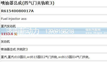 R61540080017A,喷油器,济南新动力增压器有限公司