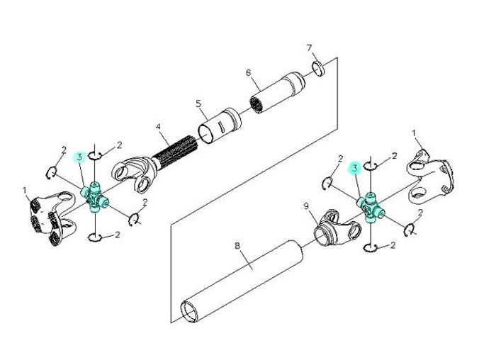 19036311080,Universal Joint Assembly (Φ57),济南向前汽车配件有限公司