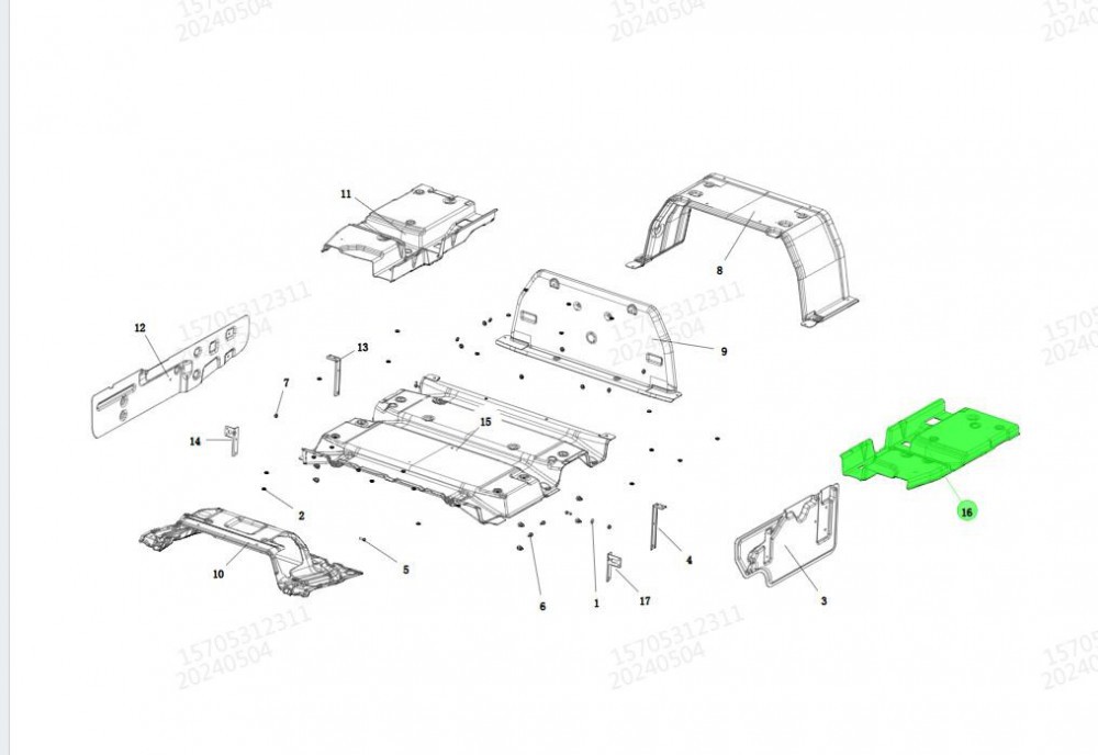 DZ16251690021   左地板隔音板,Left floor soundproof panel,济南向前汽车配件有限公司