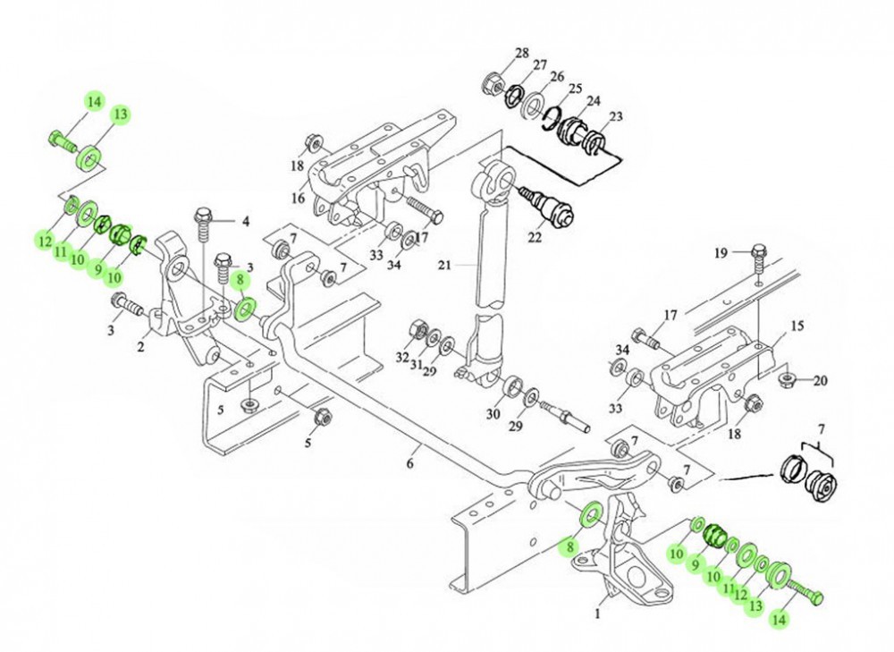 DZ13241430080-XLB   翻转轴修理包,Tilting shaft repair kit,济南向前汽车配件有限公司