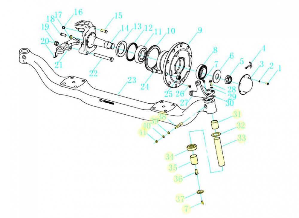 XLB-55T-A 5.5噸轉向節(jié)修理包-改進型,5.5T Steering knuckle repair Kit - Improved,濟南向前汽車配件有限公司