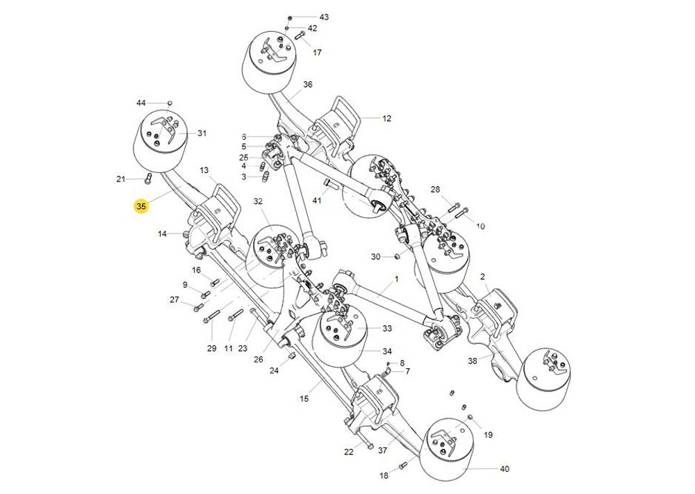 AZ99255282050  中橋左均衡梁總成,Middle bridge left balance beam assembly,濟(jì)南向前汽車配件有限公司