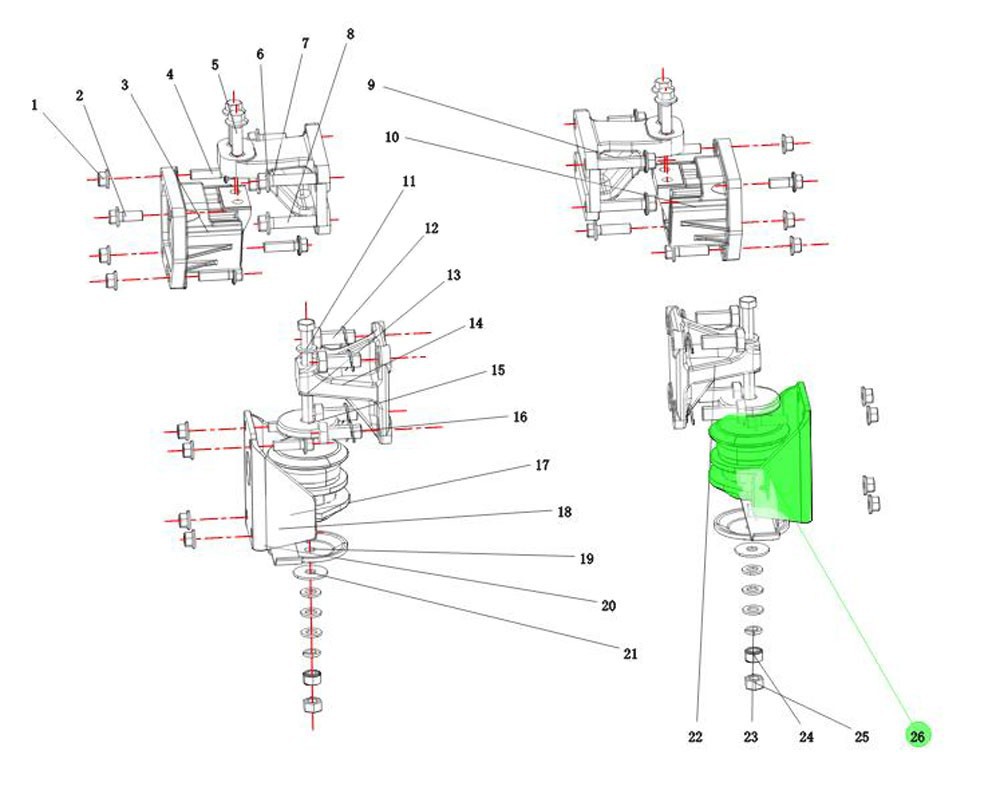 JZ93259590032   發(fā)動機右后支座總成,Engine right rear support assembly,濟南向前汽車配件有限公司