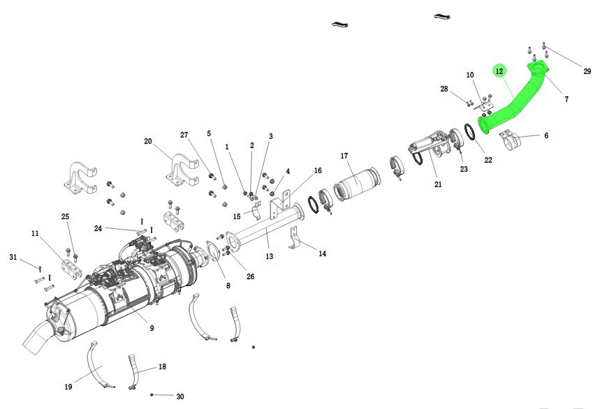 DZ98149547036 排氣管總成(一),Exhaust Pipe Assembly (I),濟南向前汽車配件有限公司