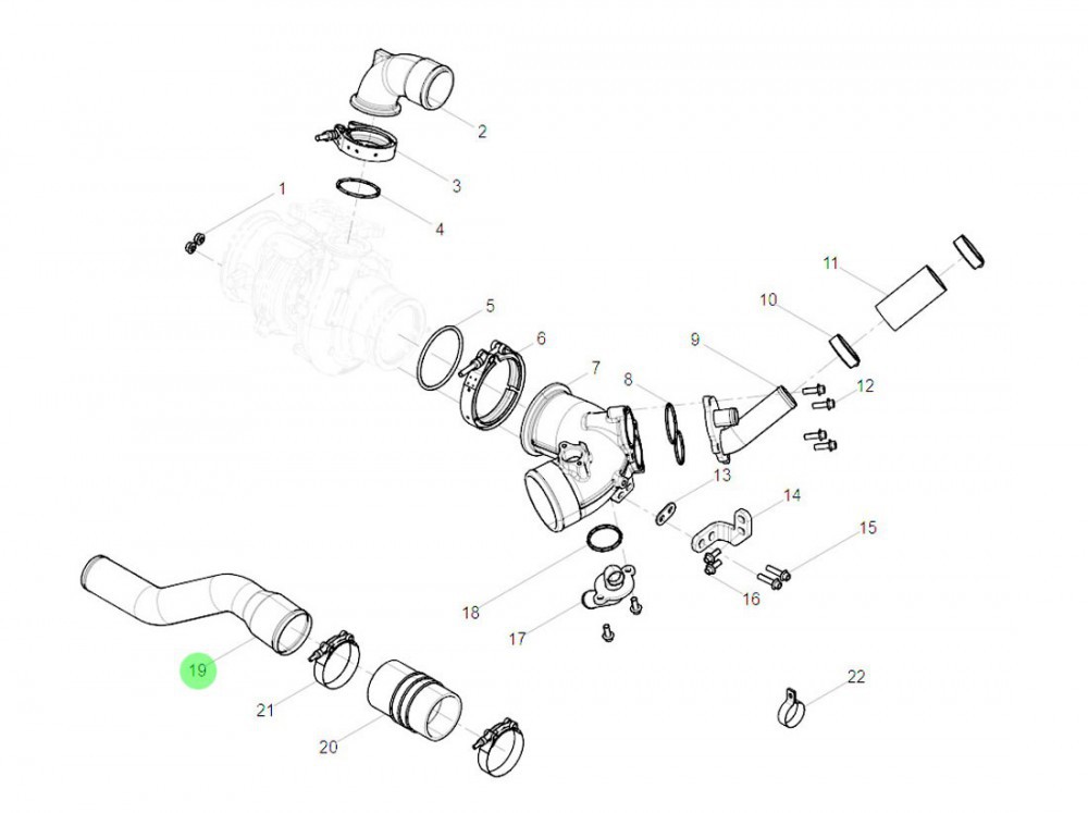 1016100807  中冷器气管总成,Intercooler air pipe assembly,济南向前汽车配件有限公司