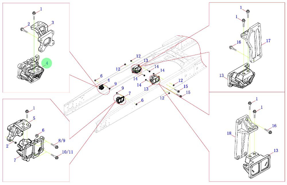 H4101020304A0 右前懸置軟墊總成,Right front suspension cushion assembly,濟南向前汽車配件有限公司