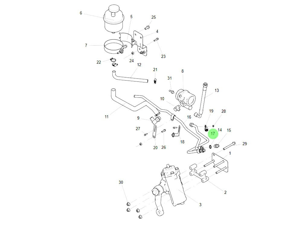 FG9816470921  转向机进油钢管,Steering gear oil inlet steel pipe,济南向前汽车配件有限公司