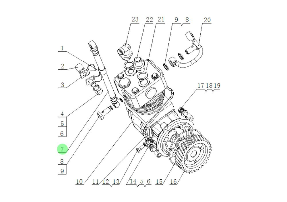 SPYJ0000001282 空压机回水管,Air compressor return water pipe,济南向前汽车配件有限公司