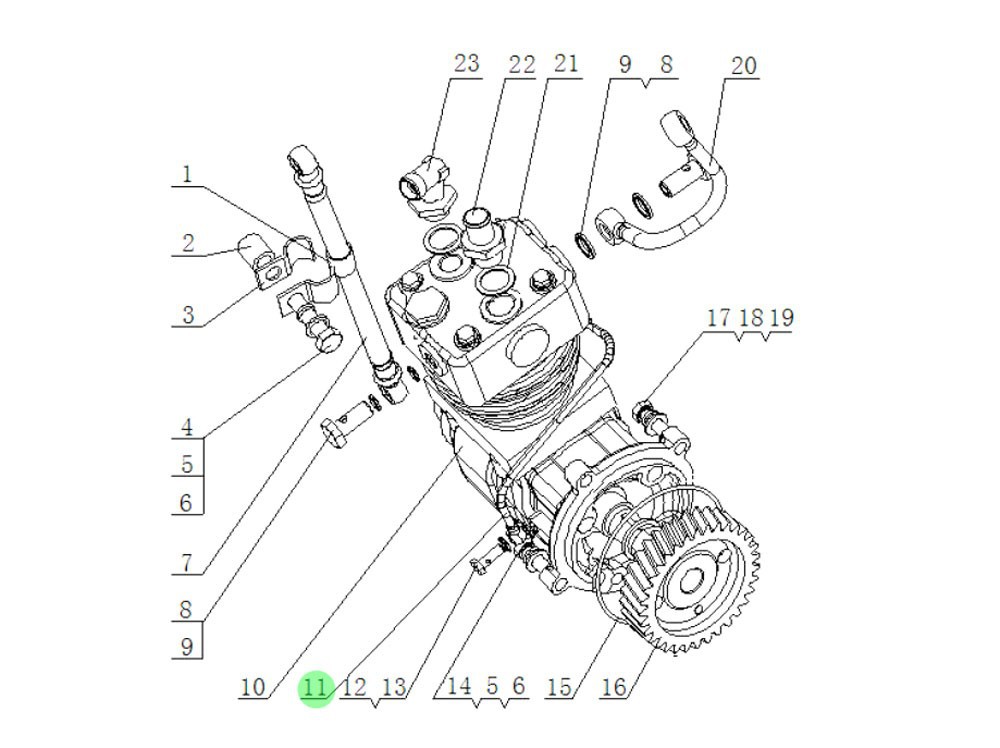 FG610Y001323+122 空壓機(jī)進(jìn)油管,Air compressor oil inlet pipe,濟(jì)南向前汽車配件有限公司