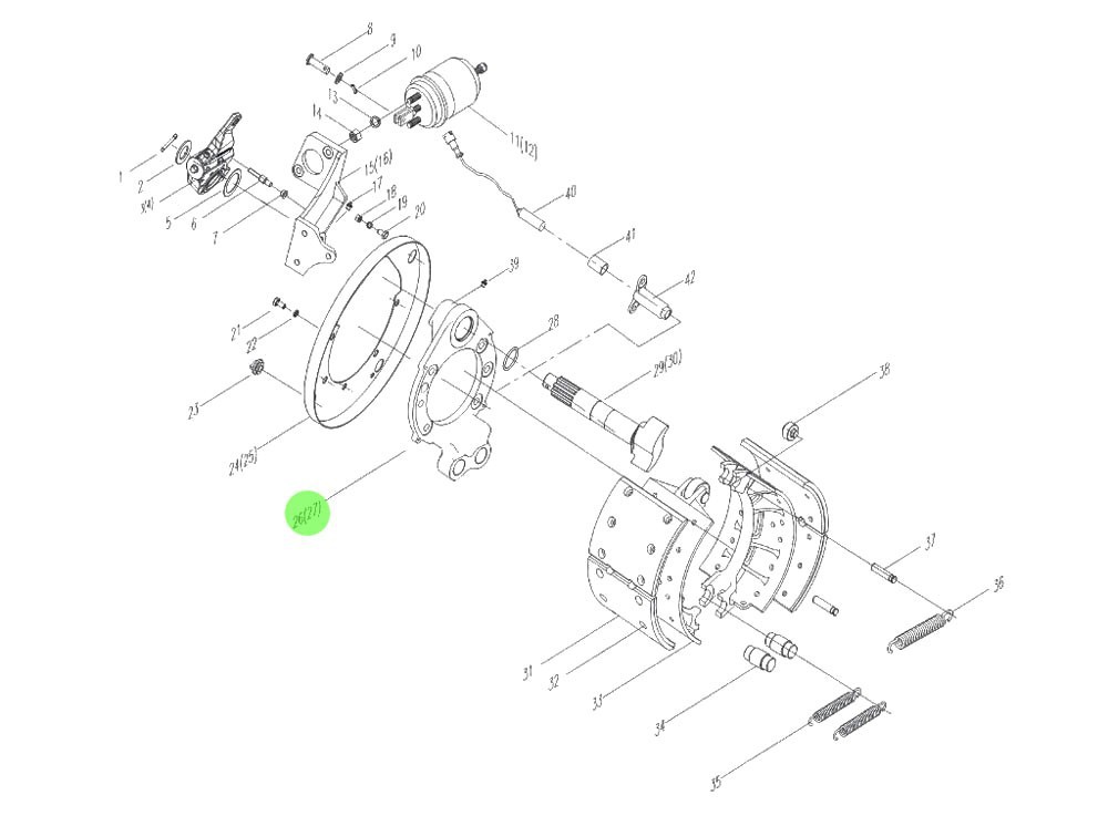 3072PE-3502026B1  后制動底板,Rear brake base plate (right）,濟南向前汽車配件有限公司