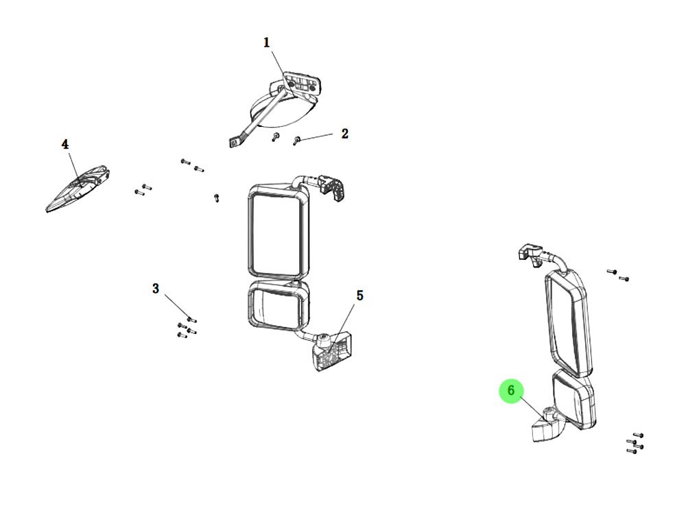 DZ15221771920 右后视镜/右置,Right rear view mirror / Right position,济南向前汽车配件有限公司