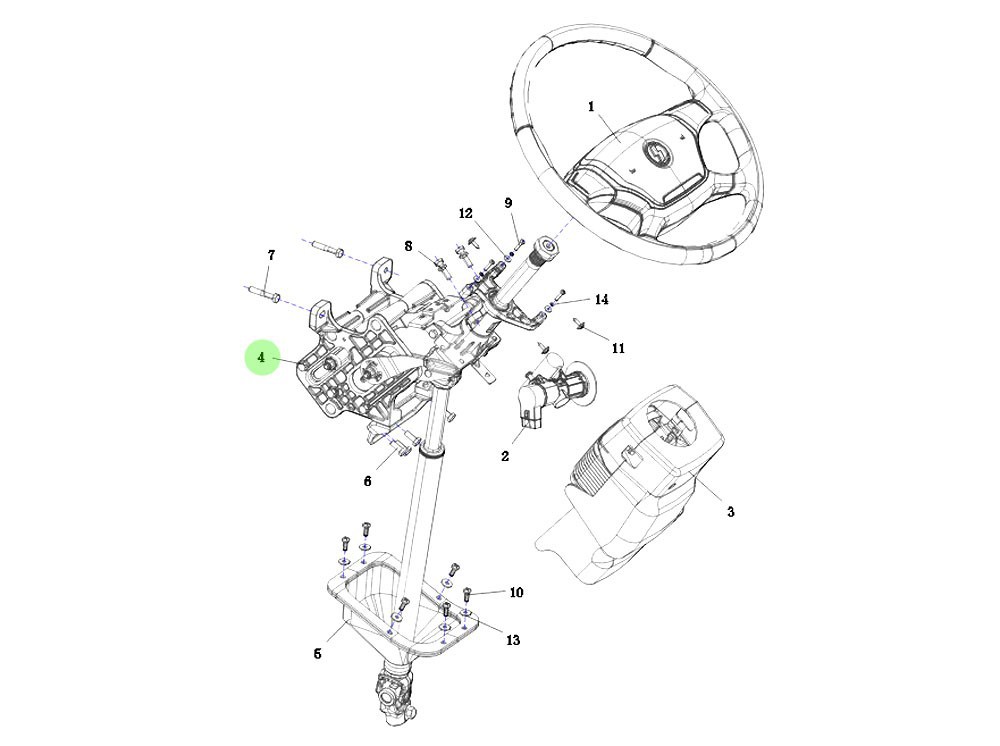 DZ98149460558 转向管柱 XQ046739,Steering column,济南向前汽车配件有限公司