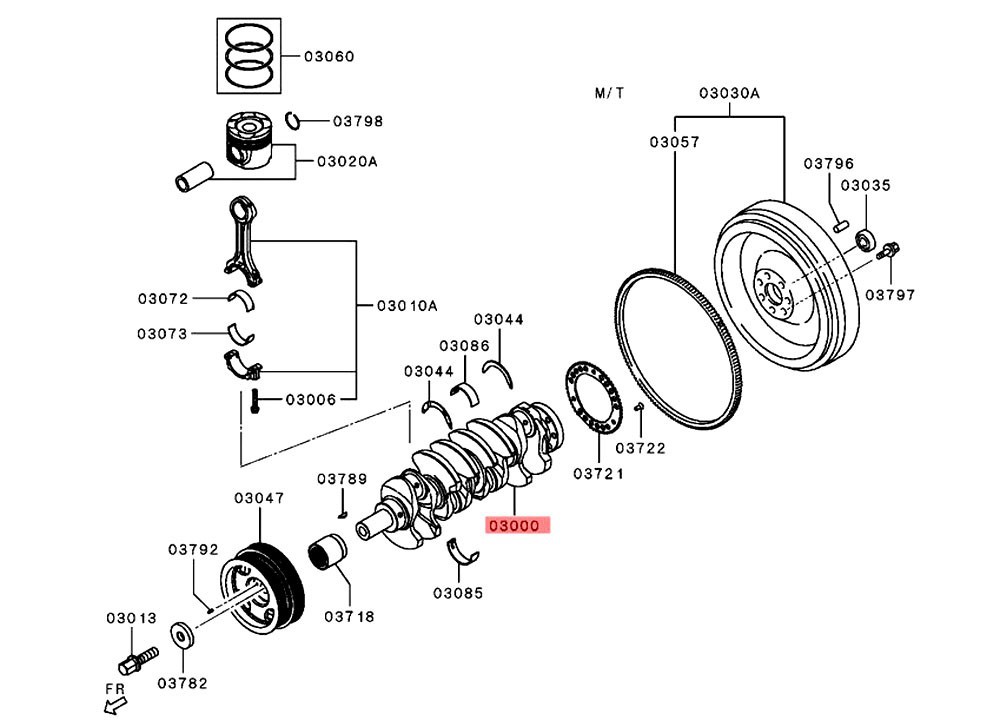 4N15-QZ 曲轴总成 XQ046821,Crankshaft assembly,济南向前汽车配件有限公司