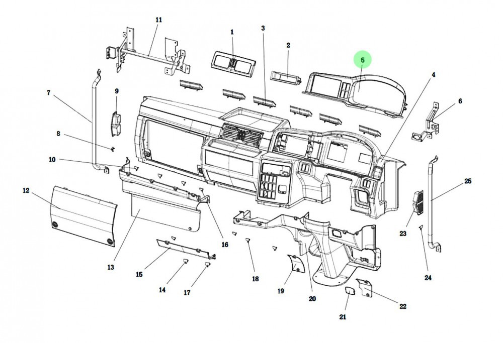 DZ15221162040 组合仪表罩 XQ046913,Combo Meter Cover RHD,济南向前汽车配件有限公司