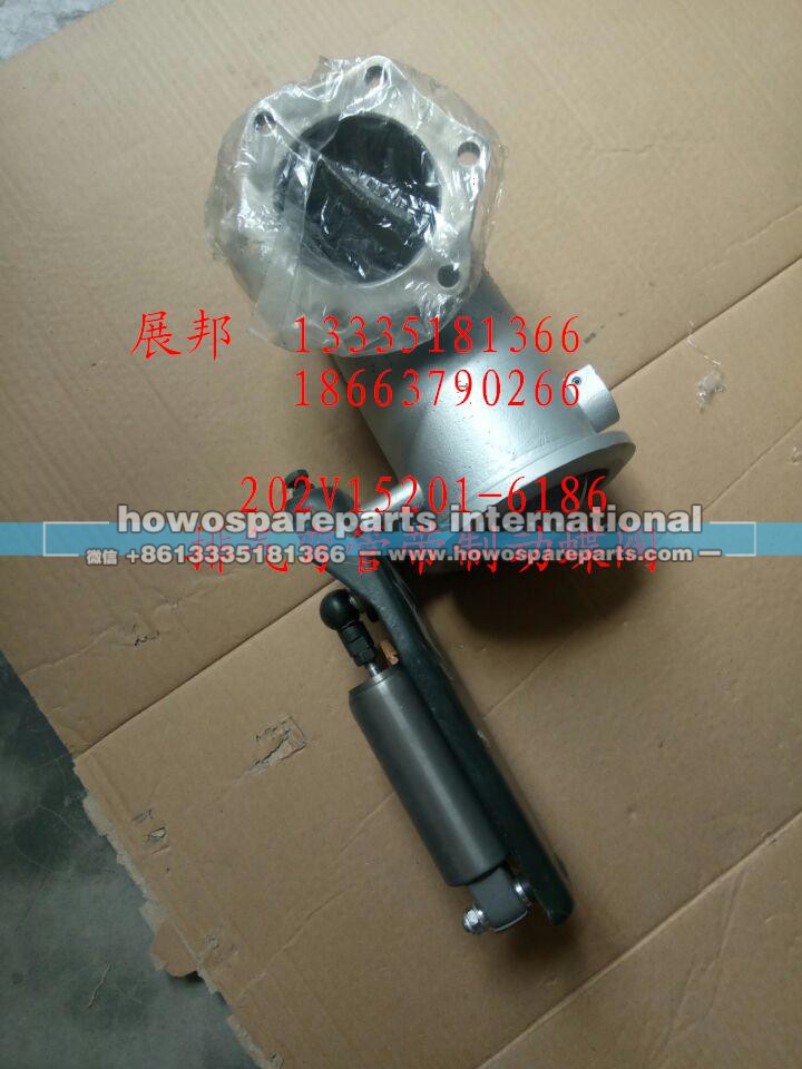 202V15201-6186,排氣彎管-帶制動蝶閥,濟南冠澤卡車配件營銷中心