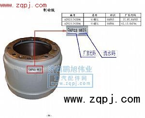 ,制动鼓,济南鹏旭伟业重汽配件销售公司