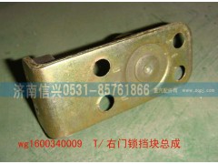 WG1600340009,右门锁挡块总成,济南信兴汽车配件贸易有限公司