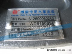 612600060243,潍柴专用水泵总成,济南嘉磊汽车配件有限公司(原济南瑞翔)