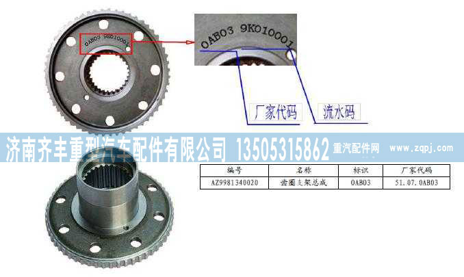 AZ9981340020,AC16轮边内齿圈支架,济南铁鹿汽车零部件有限公司