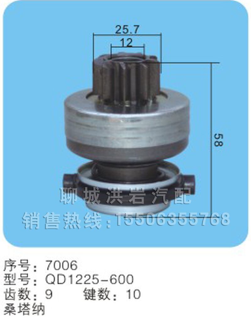 QD1225-600,马达齿轮,聊城市洪岩汽车电器有限公司