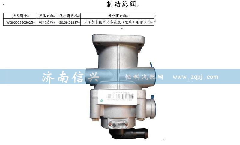 WG9000360502,制动总阀,济南信兴汽车配件贸易有限公司