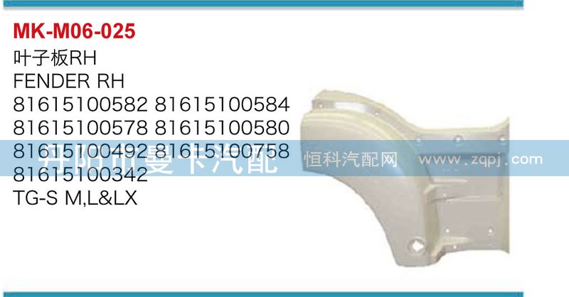 81615100582,叶子板,丹阳市曼卡汽车部件有限公司