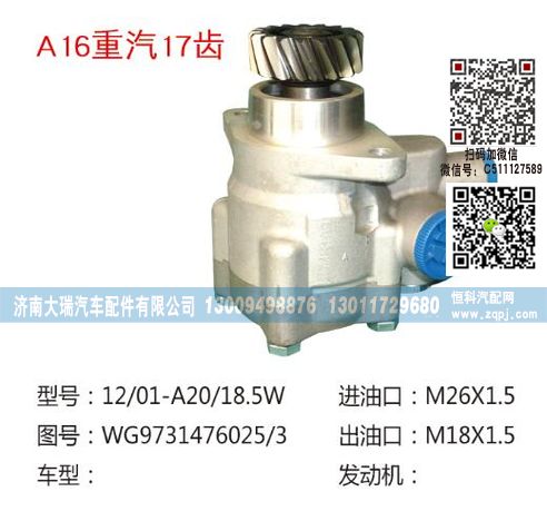 WG9725476025/3(QX861-4),转向泵,济南大瑞汽车配件有限公司