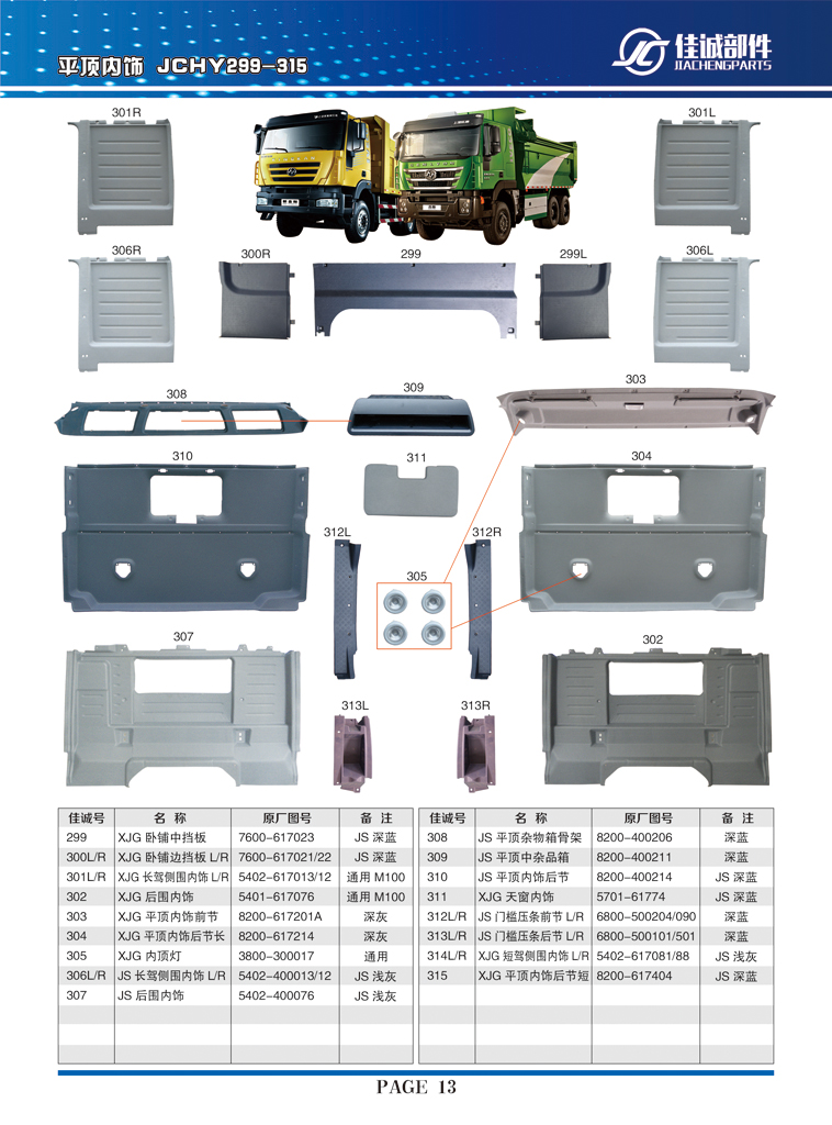 红岩杰狮平顶内饰后节8200-400214/8200-400214