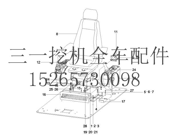 三一 SY235挖机  10458174 座椅及操纵箱 (2)