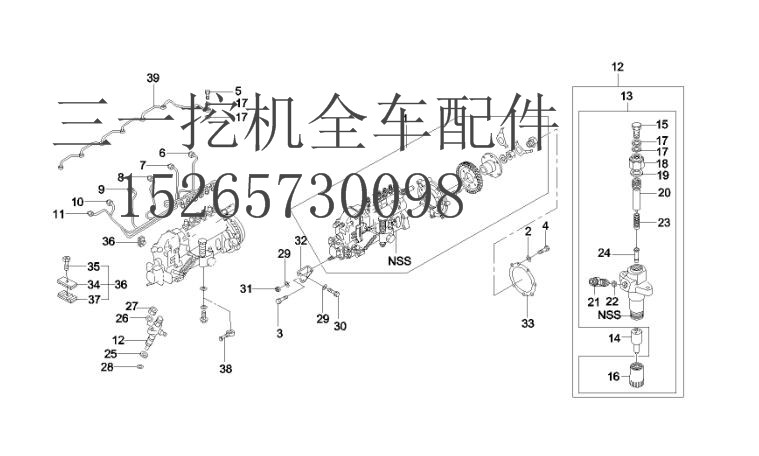 三一挖机 SY235 60032423 喷油泵总成 (2)