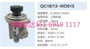 612600130522,动力转向齿轮泵,济南泉达汽配有限公司