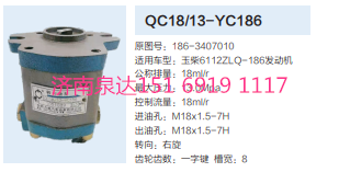 QC18/13-YC186,动力转向齿轮泵,济南泉达汽配有限公司