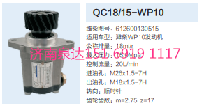 612600130515,动力转向齿轮泵,济南泉达汽配有限公司
