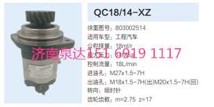 QC18/14-XZ,动力转向齿轮泵,济南泉达汽配有限公司
